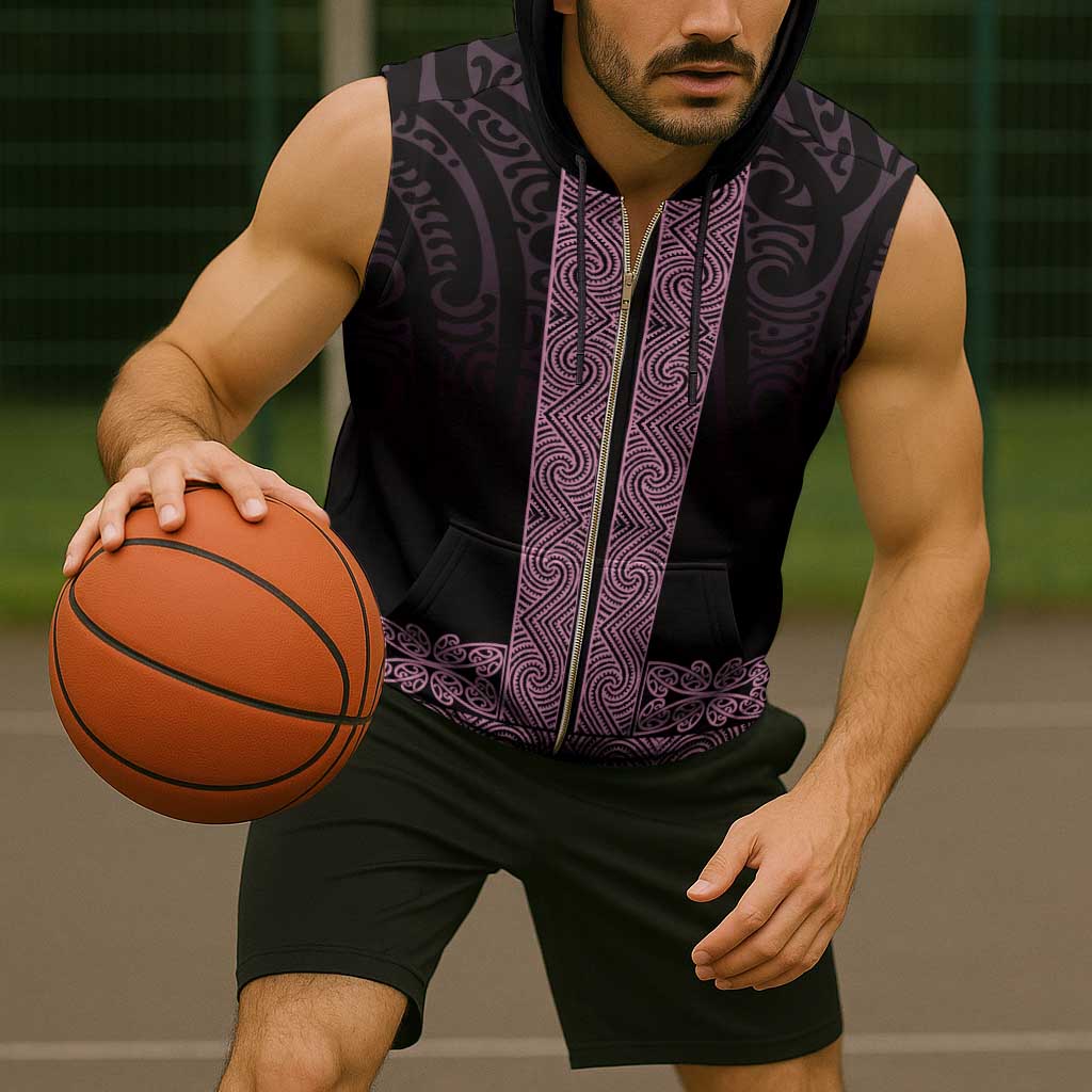 New Zealand Maori Kowhaiwhai Sleeveless Zip Hoodie Mawhero Maui and Mangopare - Aussie Hoodie