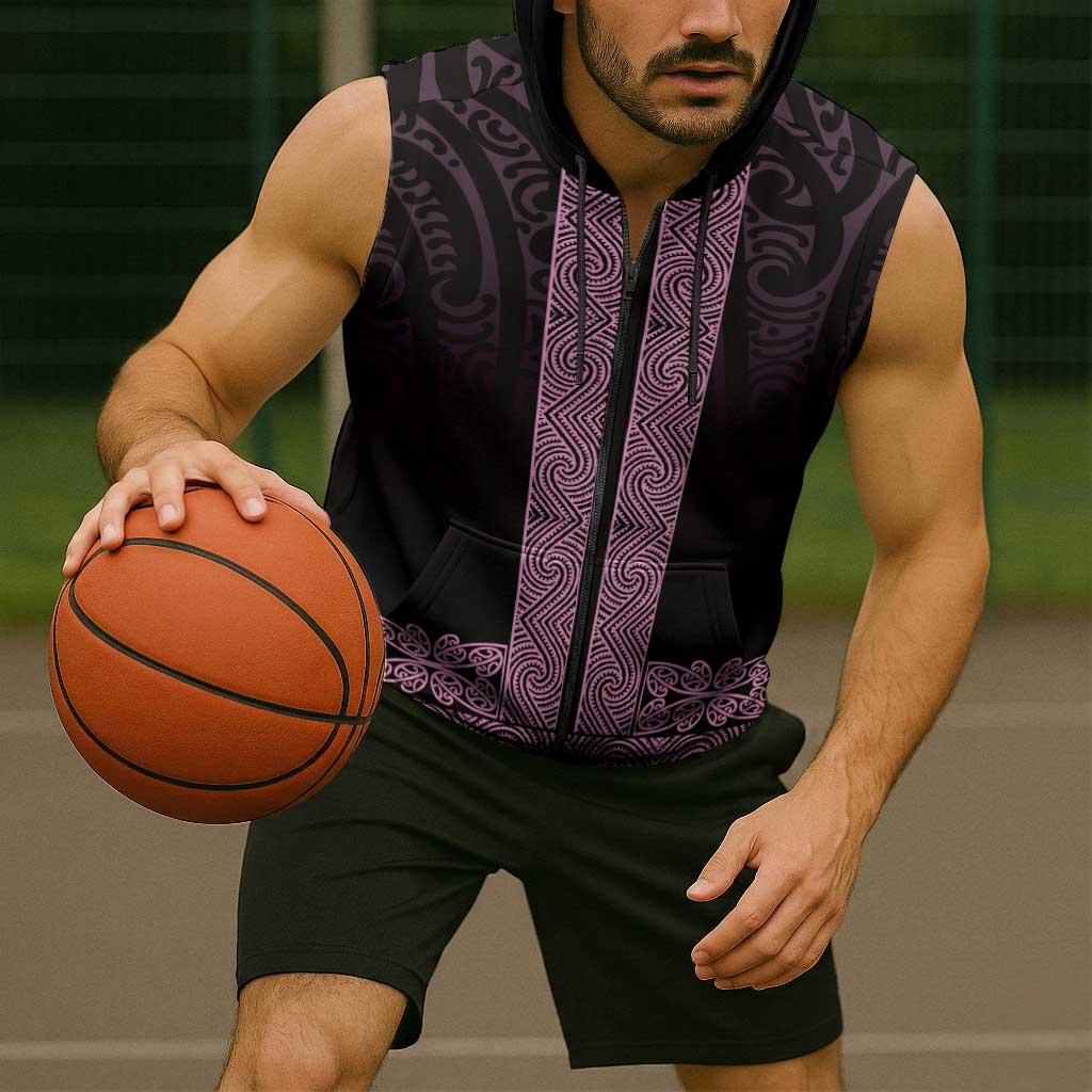 New Zealand Maori Kowhaiwhai Sleeveless Zip Hoodie Mawhero Maui and Mangopare LT9