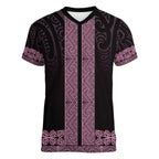 New Zealand Maori Kowhaiwhai Women V-Neck T-Shirt Mawhero Maui and Mangopare