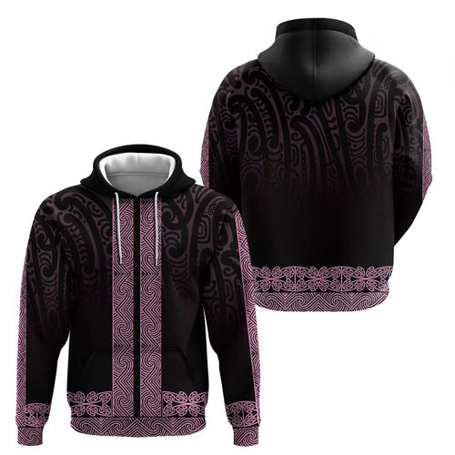 New Zealand Maori Kowhaiwhai Zip Hoodie Mawhero Maui and Mangopare