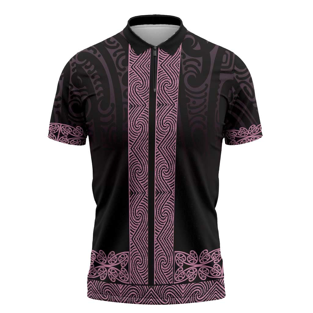 New Zealand Maori Kowhaiwhai Zipper Polo Shirt Mawhero Maui and Mangopare - Aussie Hoodie