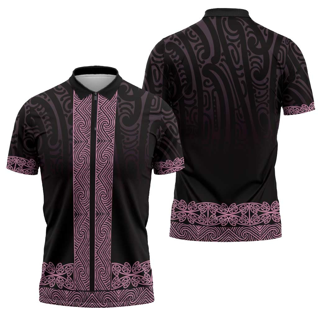 New Zealand Maori Kowhaiwhai Zipper Polo Shirt Mawhero Maui and Mangopare - Aussie Hoodie