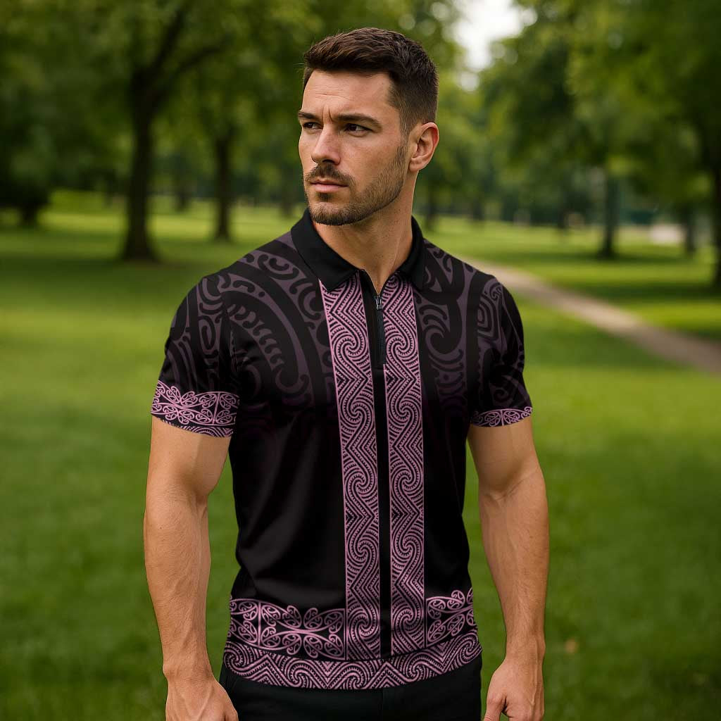 New Zealand Maori Kowhaiwhai Zipper Polo Shirt Mawhero Maui and Mangopare - Aussie Hoodie