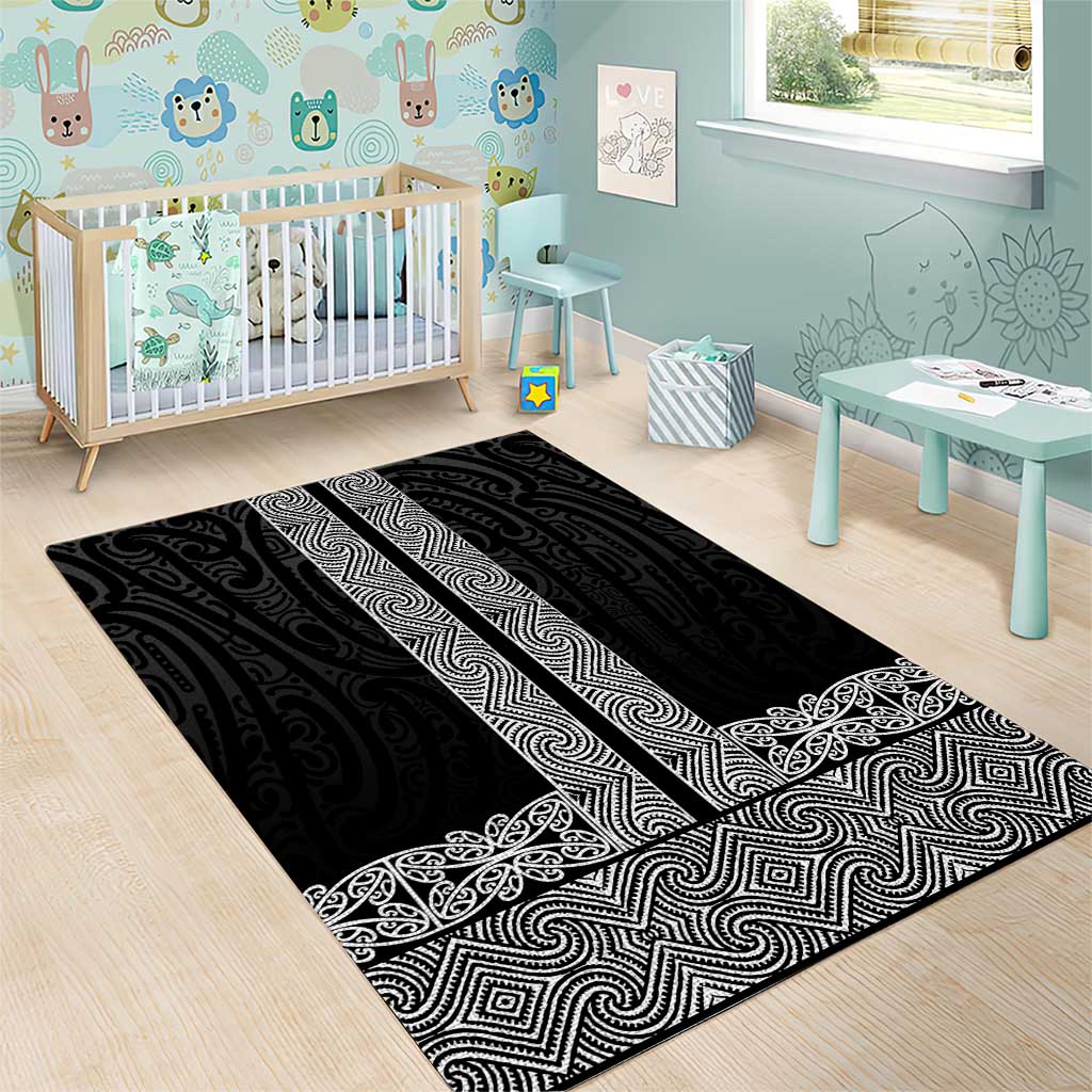 New Zealand Maori Kowhaiwhai Area Rug Pango Maui and Mangopare
