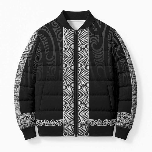 New Zealand Maori Kowhaiwhai Bomber Puffer Jacket Pango Maui and Mangopare - Aussie Hoodie