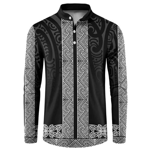New Zealand Maori Kowhaiwhai Button Sweatshirt Pango Maui and Mangopare