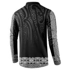 New Zealand Maori Kowhaiwhai Button Sweatshirt Pango Maui and Mangopare