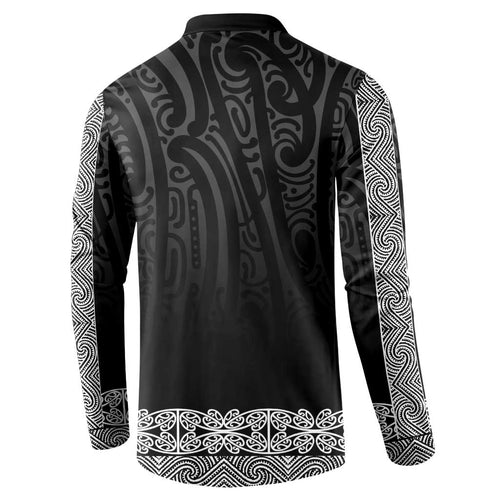 New Zealand Maori Kowhaiwhai Button Sweatshirt Pango Maui and Mangopare