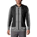 New Zealand Maori Kowhaiwhai Button Sweatshirt Pango Maui and Mangopare