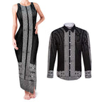 New Zealand Maori Kowhaiwhai Couples Matching Tank Maxi Dress and Long Sleeve Button Shirt Pango Maui and Mangopare