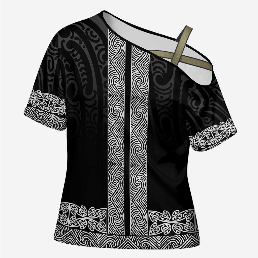 New Zealand Maori Kowhaiwhai Cross Shoulder Shirt Pango Maui and Mangopare - Aussie Hoodie