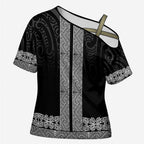 New Zealand Maori Kowhaiwhai Cross Shoulder Shirt Pango Maui and Mangopare - Aussie Hoodie