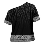 New Zealand Maori Kowhaiwhai Cross Shoulder Shirt Pango Maui and Mangopare - Aussie Hoodie
