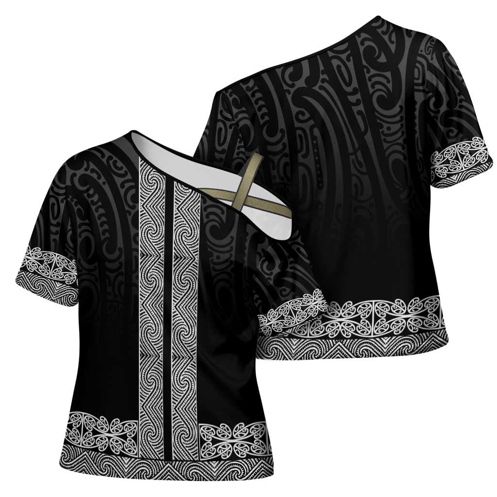 New Zealand Maori Kowhaiwhai Cross Shoulder Shirt Pango Maui and Mangopare - Aussie Hoodie