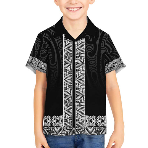 New Zealand Maori Kowhaiwhai Family Matching Off The Shoulder Long Sleeve Dress and Hawaiian Shirt Pango Maui and Mangopare