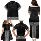 New Zealand Maori Kowhaiwhai Family Matching Puletasi and Hawaiian Shirt Pango Maui and Mangopare
