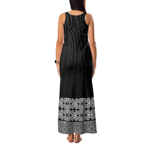 New Zealand Maori Kowhaiwhai Family Matching Tank Maxi Dress and Hawaiian Shirt Pango Maui and Mangopare