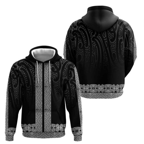 New Zealand Maori Kowhaiwhai Hoodie Pango Maui and Mangopare