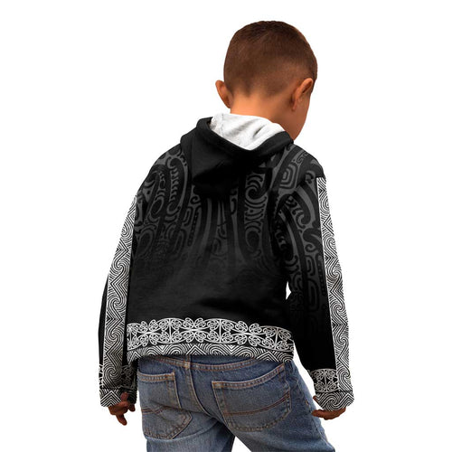 New Zealand Maori Kowhaiwhai Kid Hoodie Pango Maui and Mangopare
