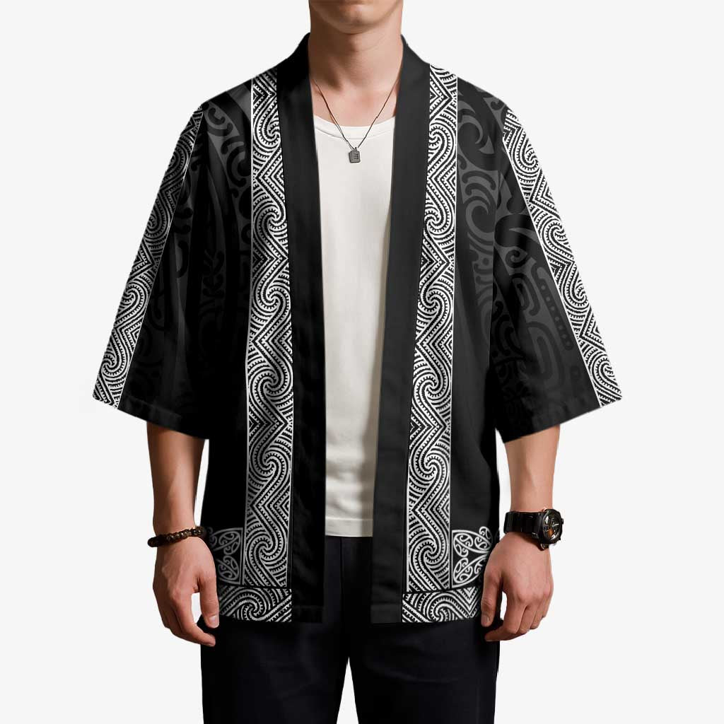 New Zealand Maori Kowhaiwhai Kimono Pango Maui and Mangopare - Aussie Hoodie