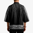 New Zealand Maori Kowhaiwhai Kimono Pango Maui and Mangopare - Aussie Hoodie