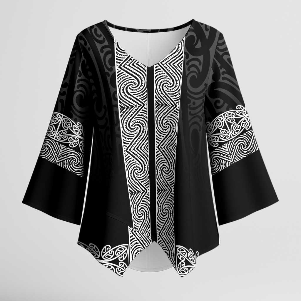 New Zealand Maori Kowhaiwhai Kimono Sleeve Blouse Pango Maui and Mangopare - Aussie Hoodie