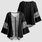 New Zealand Maori Kowhaiwhai Kimono Sleeve Blouse Pango Maui and Mangopare - Aussie Hoodie