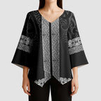 New Zealand Maori Kowhaiwhai Kimono Sleeve Blouse Pango Maui and Mangopare - Aussie Hoodie