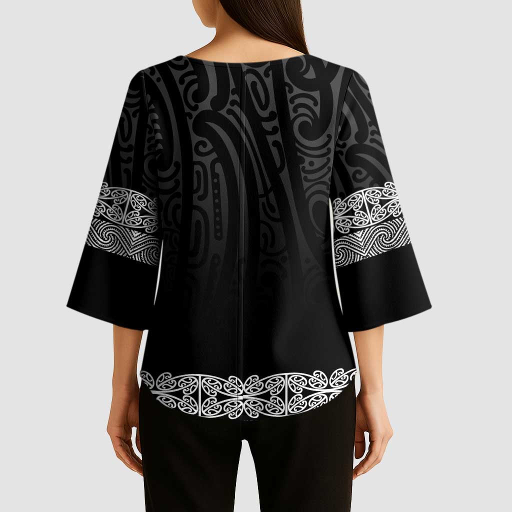 New Zealand Maori Kowhaiwhai Kimono Sleeve Blouse Pango Maui and Mangopare - Aussie Hoodie