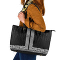 New Zealand Maori Kowhaiwhai Leather Tote Bag Pango Maui and Mangopare