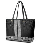 New Zealand Maori Kowhaiwhai Leather Tote Bag Pango Maui and Mangopare