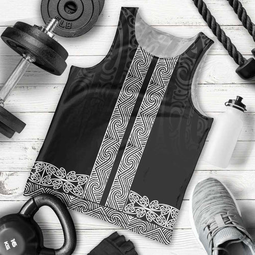 New Zealand Maori Kowhaiwhai Men Tank Top Pango Maui and Mangopare