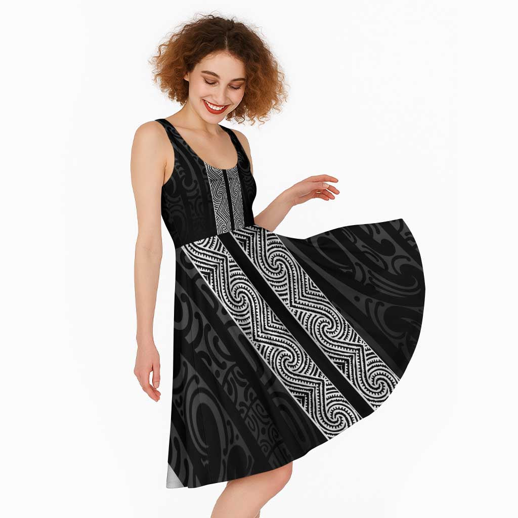 New Zealand Maori Kowhaiwhai Midi Dress Pango Maui and Mangopare - Aussie Hoodie