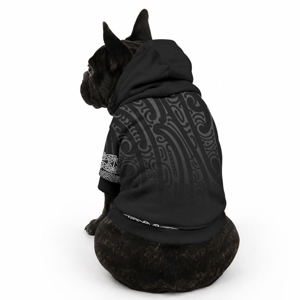 New Zealand Maori Kowhaiwhai Pet Hoodie Pango Maui and Mangopare