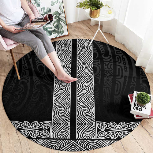 New Zealand Maori Kowhaiwhai Round Carpet Pango Maui and Mangopare
