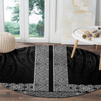 New Zealand Maori Kowhaiwhai Round Carpet Pango Maui and Mangopare