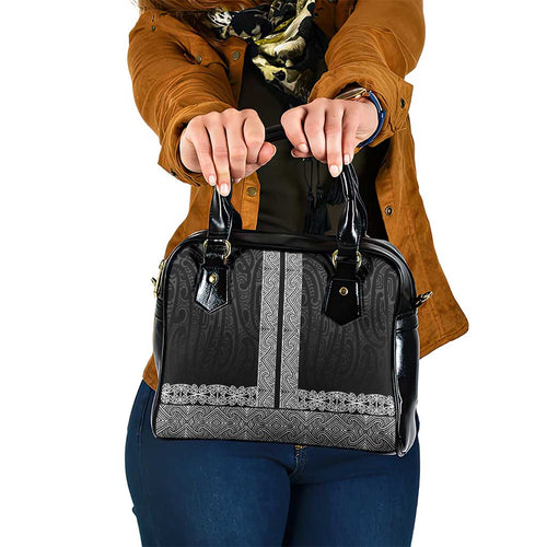 New Zealand Maori Kowhaiwhai Shoulder Handbag Pango Maui and Mangopare