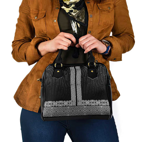New Zealand Maori Kowhaiwhai Shoulder Handbag Pango Maui and Mangopare