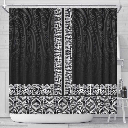 New Zealand Maori Kowhaiwhai Shower Curtain Pango Maui and Mangopare