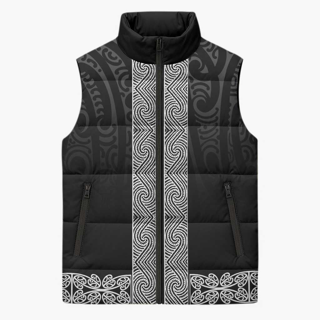 New Zealand Maori Kowhaiwhai Sleeveless Puffer Jacket Pango Maui and Mangopare - Aussie Hoodie