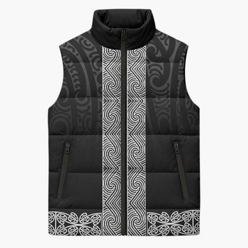 New Zealand Maori Kowhaiwhai Sleeveless Puffer Jacket Pango Maui and Mangopare - Aussie Hoodie