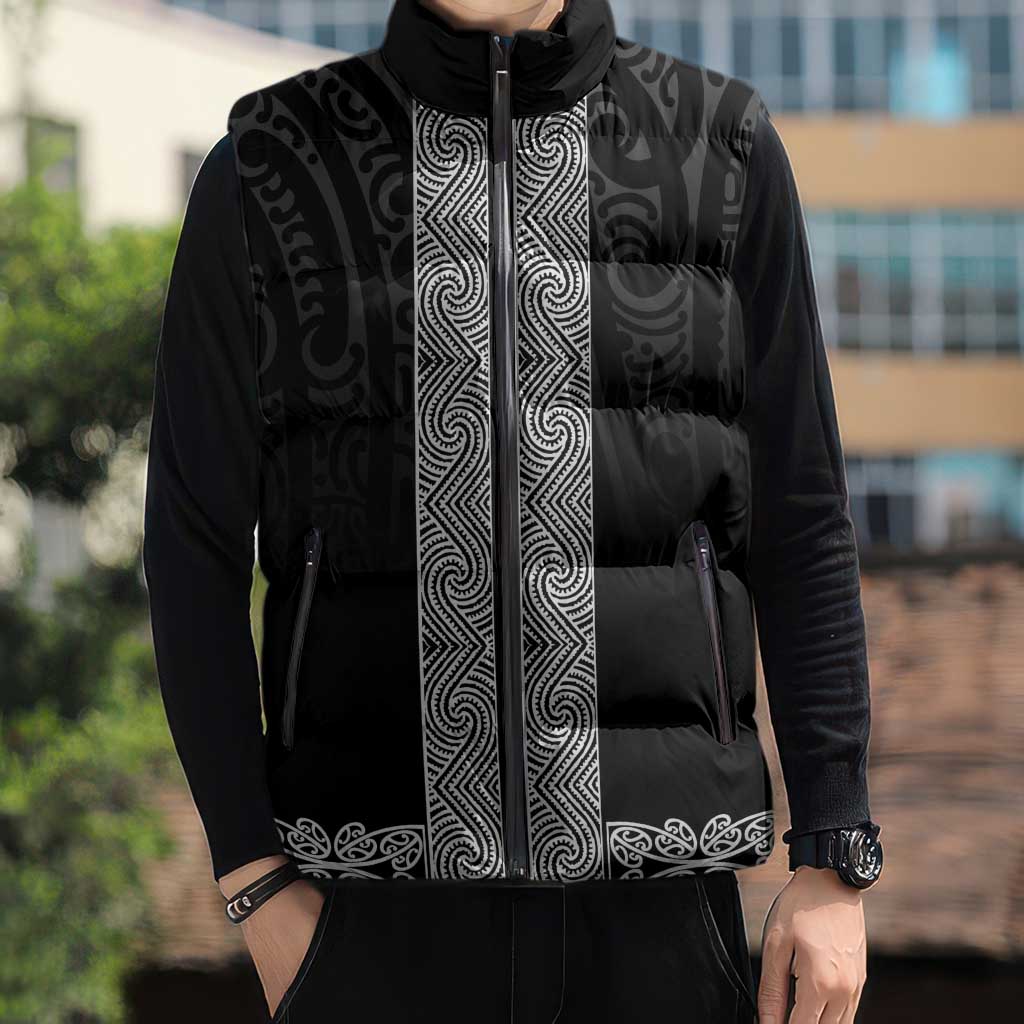 New Zealand Maori Kowhaiwhai Sleeveless Puffer Jacket Pango Maui and Mangopare - Aussie Hoodie
