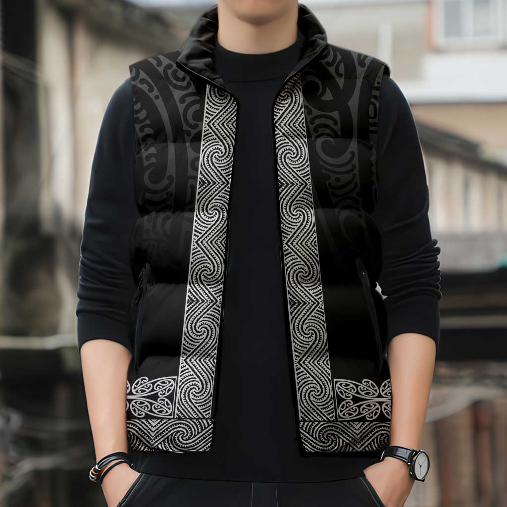 New Zealand Maori Kowhaiwhai Sleeveless Puffer Jacket Pango Maui and Mangopare - Aussie Hoodie