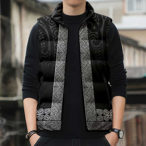 New Zealand Maori Kowhaiwhai Sleeveless Puffer Jacket Pango Maui and Mangopare - Aussie Hoodie