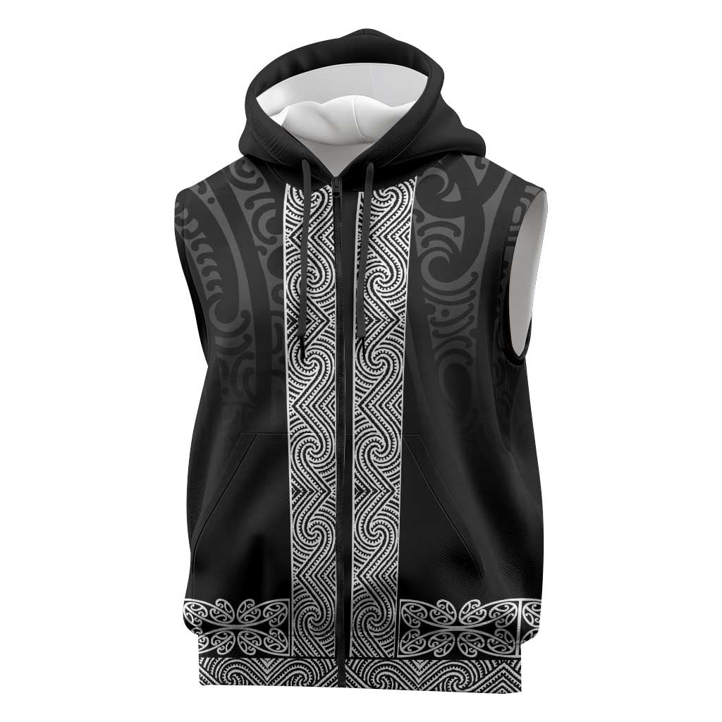 New Zealand Maori Kowhaiwhai Sleeveless Zip Hoodie Pango Maui and Mangopare LT9
