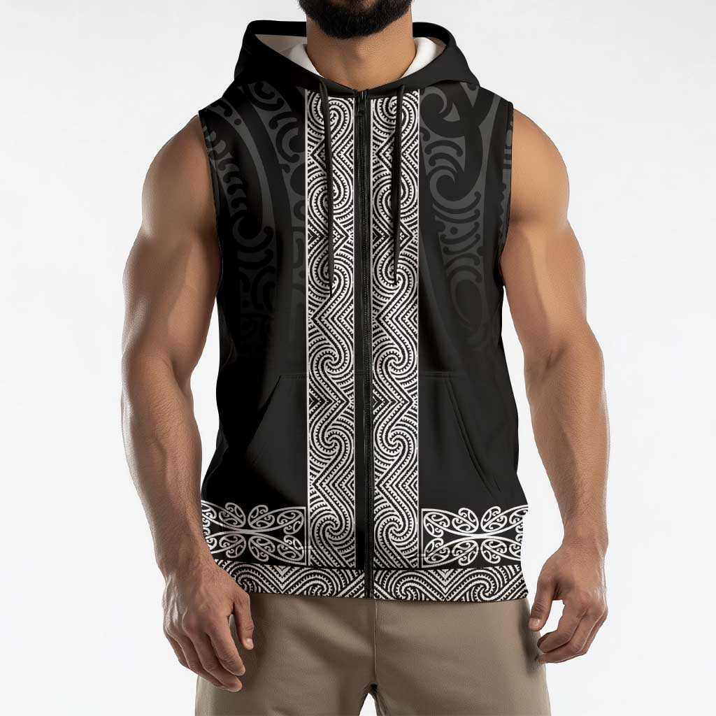 New Zealand Maori Kowhaiwhai Sleeveless Zip Hoodie Pango Maui and Mangopare LT9