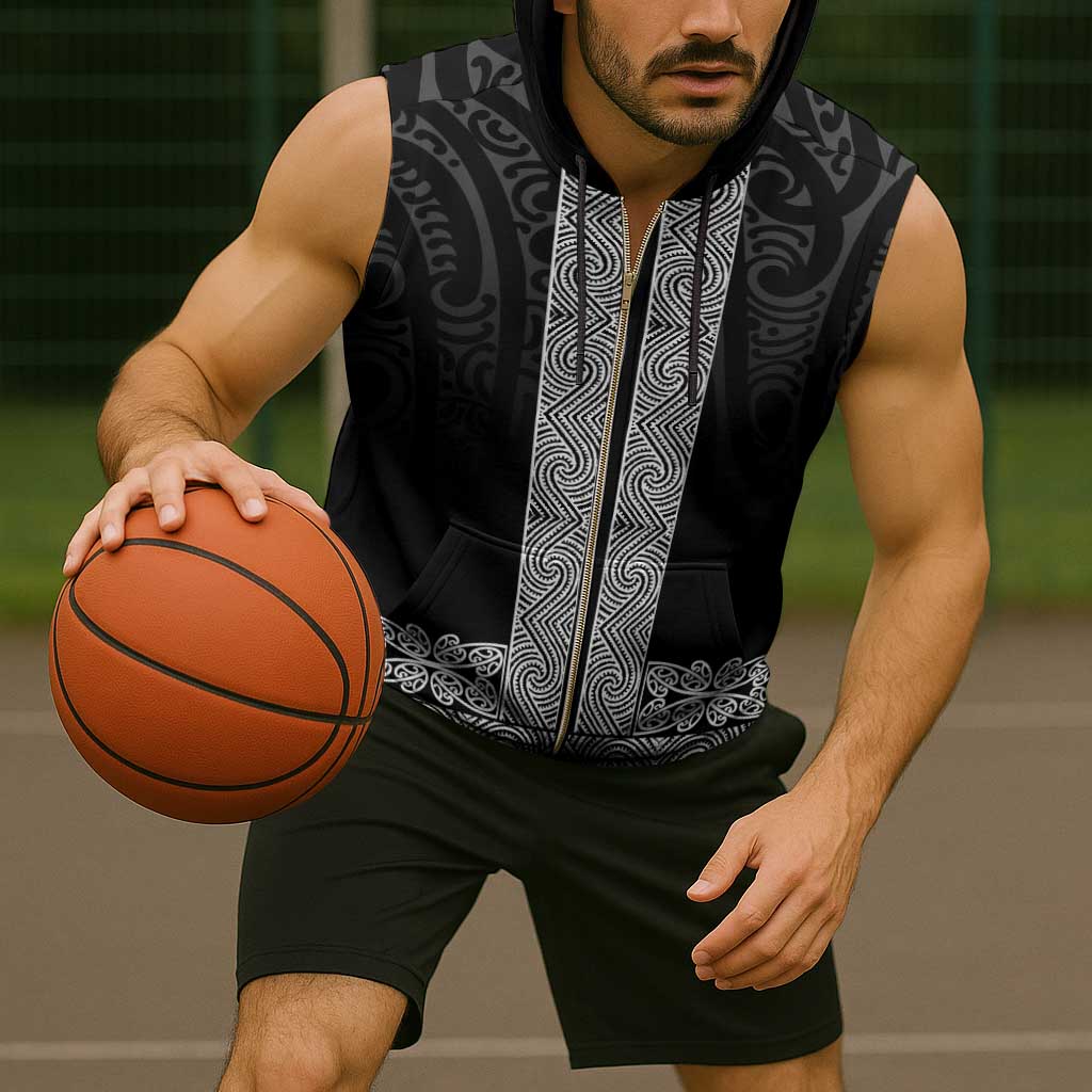 New Zealand Maori Kowhaiwhai Sleeveless Zip Hoodie Pango Maui and Mangopare - Aussie Hoodie