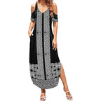 New Zealand Maori Kowhaiwhai Summer Maxi Dress Pango Maui and Mangopare