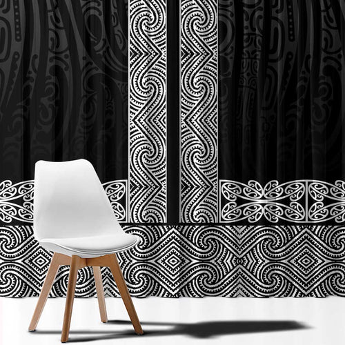 New Zealand Maori Kowhaiwhai Window Curtain Pango Maui and Mangopare