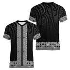 New Zealand Maori Kowhaiwhai Women V-Neck T-Shirt Pango Maui and Mangopare